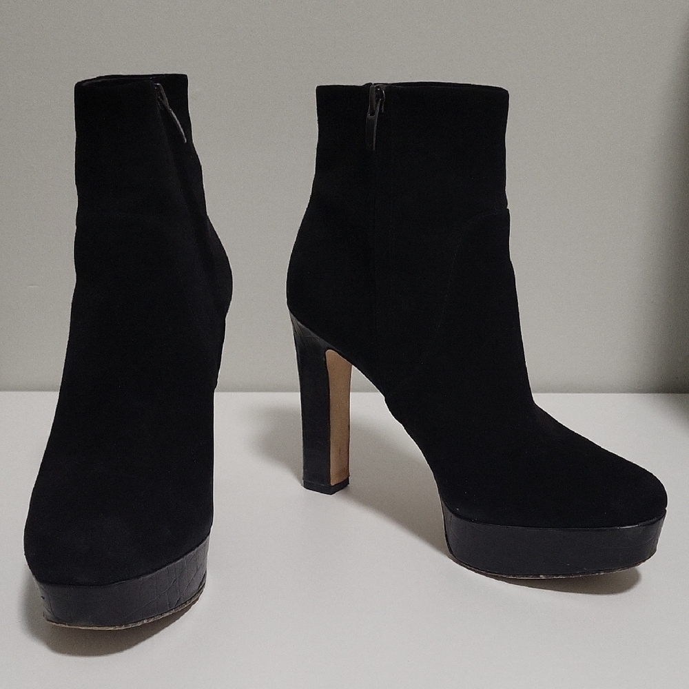 Via Spiga Black Heeled Boots with Platform